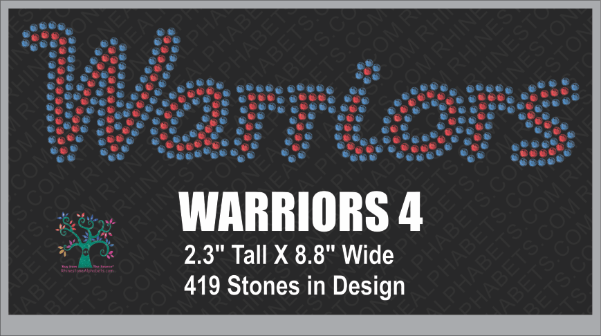 Warriors Word 4 Rhinestone TTF Alphabets and Rhinestone Designs