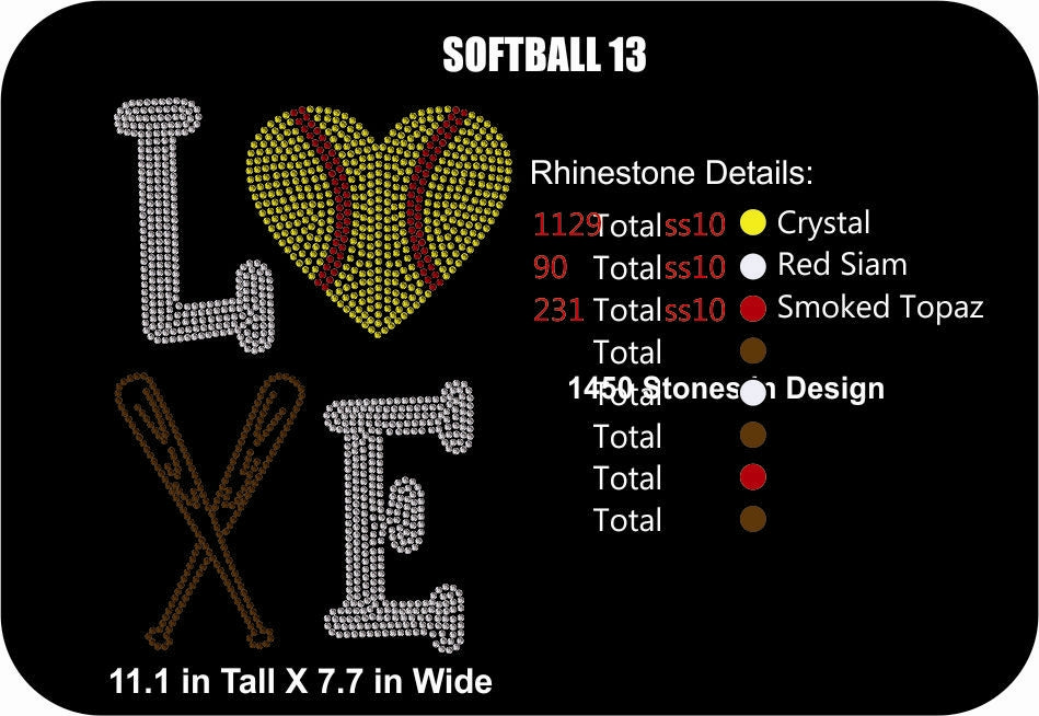 SOFTBALL 13 ,TTF Rhinestone Fonts & Rhinestone Designs