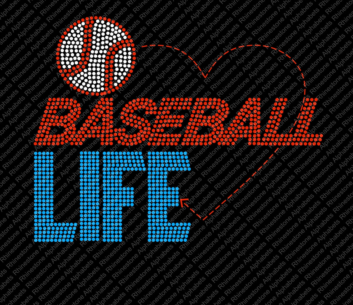 Baseball Love 3 ,TTF Rhinestone Fonts & Rhinestone Designs