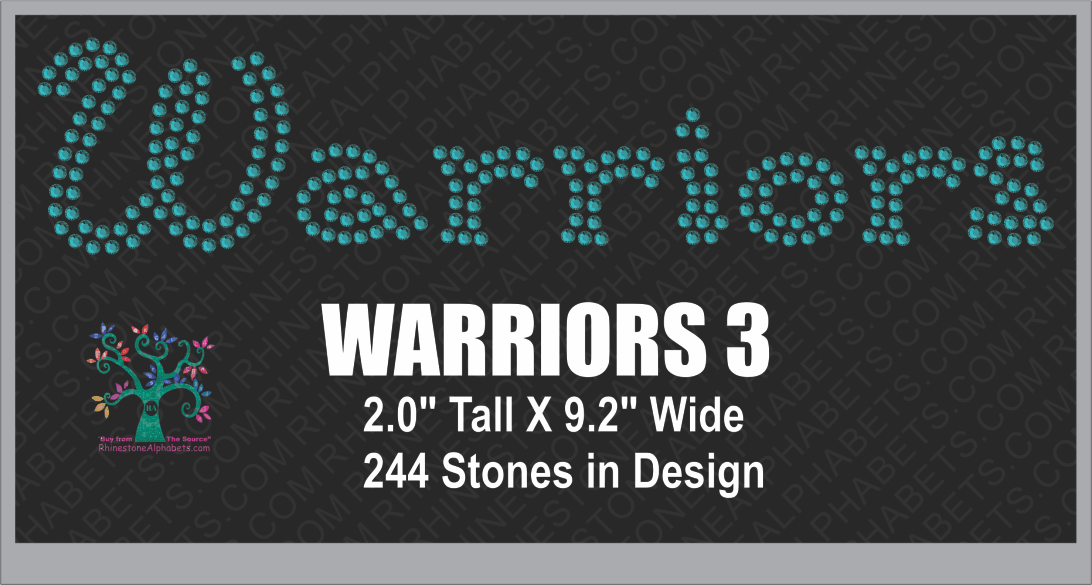 Warriors Word 3 Rhinestone TTF Alphabets and Rhinestone Designs