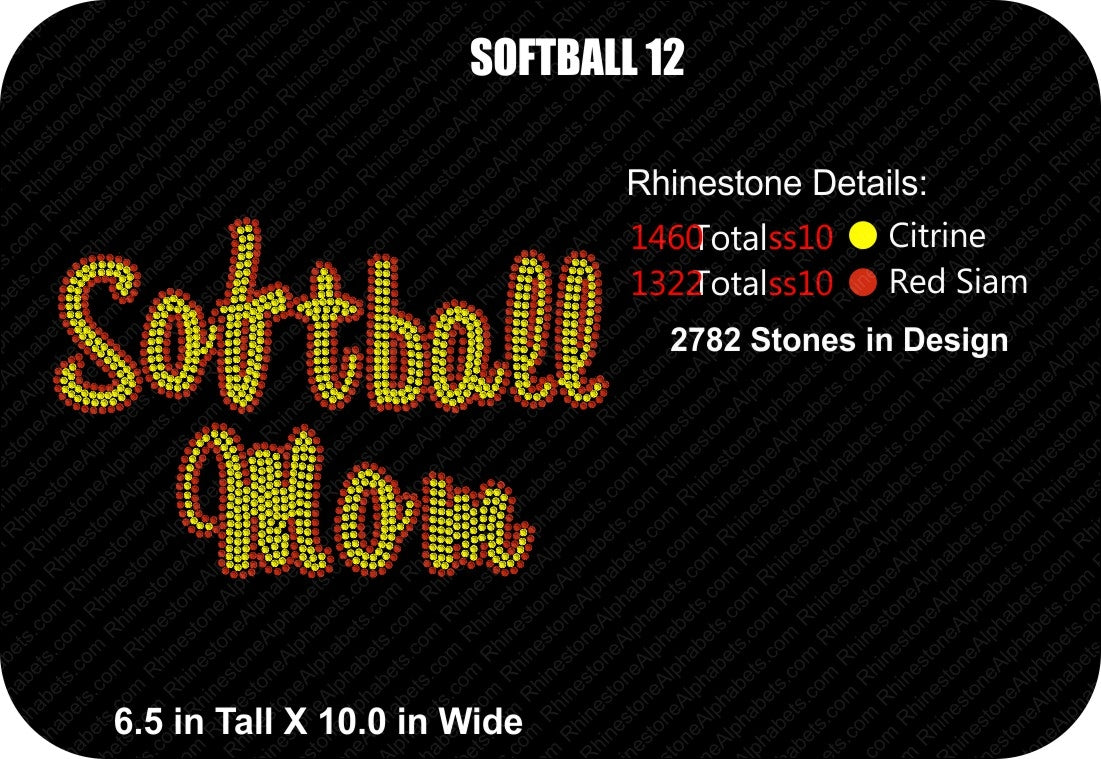 SOFTBALL 12 ,TTF Rhinestone Fonts & Rhinestone Designs