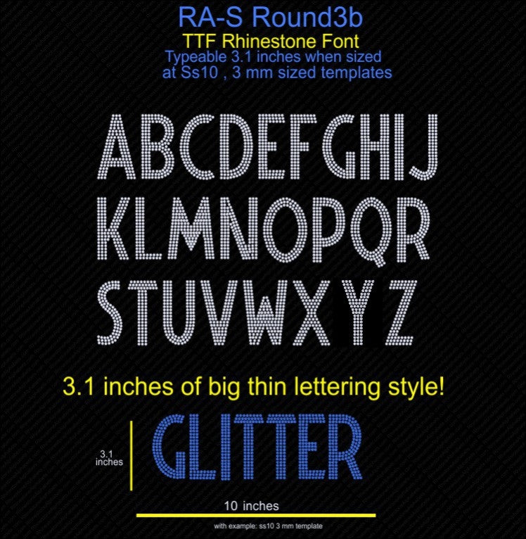 RA-S Round3B ,TTF Rhinestone Fonts & Rhinestone Designs