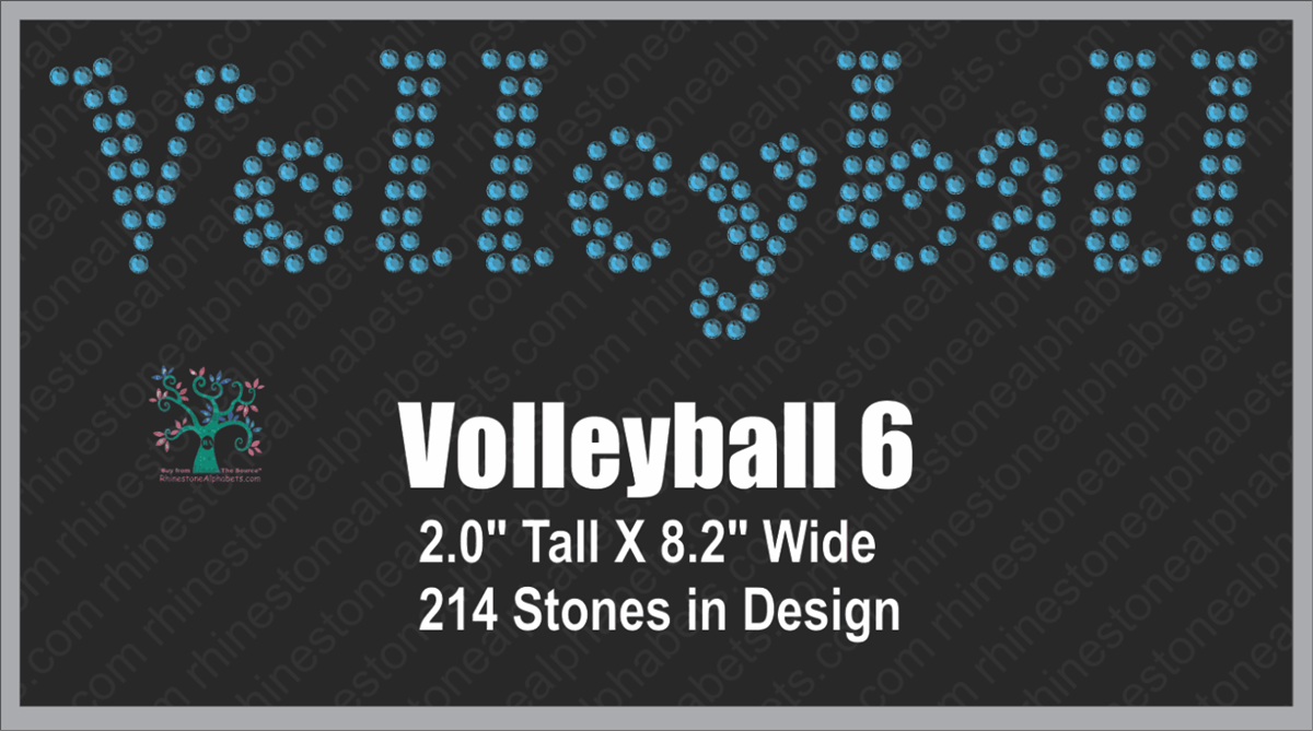Volleyball Word 6 Rhinestone TTF Alphabets and Rhinestone Designs