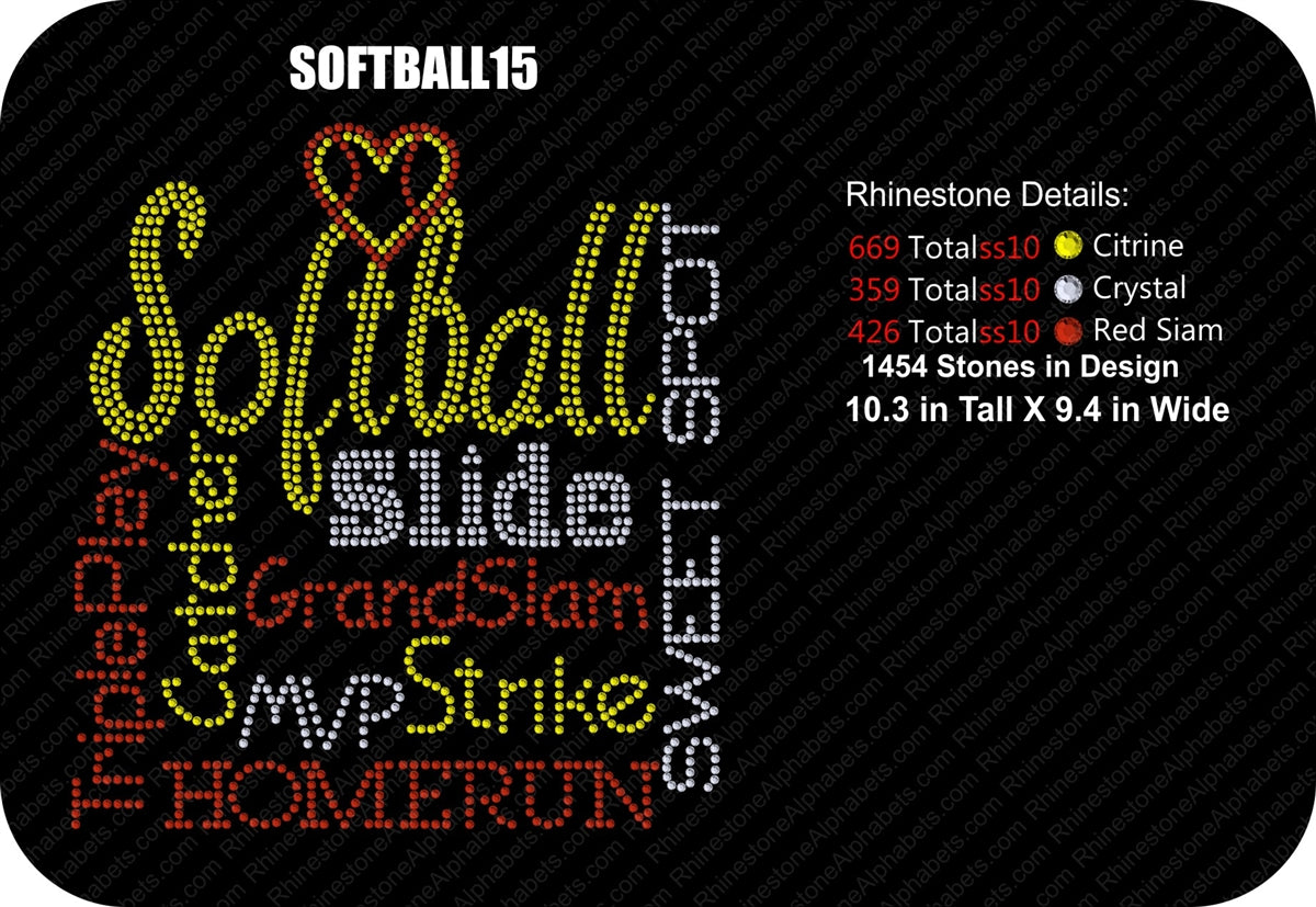 SOFTBALL 15 ,TTF Rhinestone Fonts & Rhinestone Designs