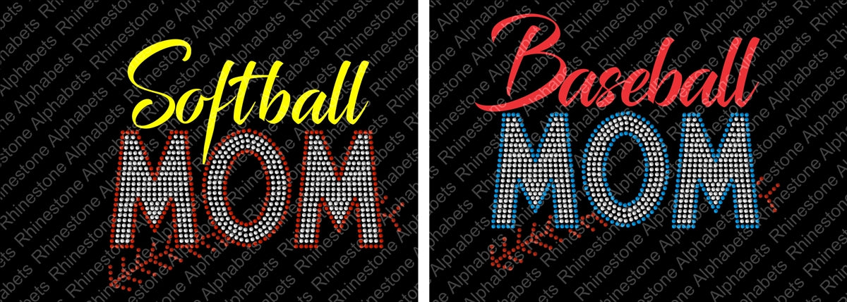 Baseball Softball Mom combo ,TTF Rhinestone Fonts & Rhinestone Designs