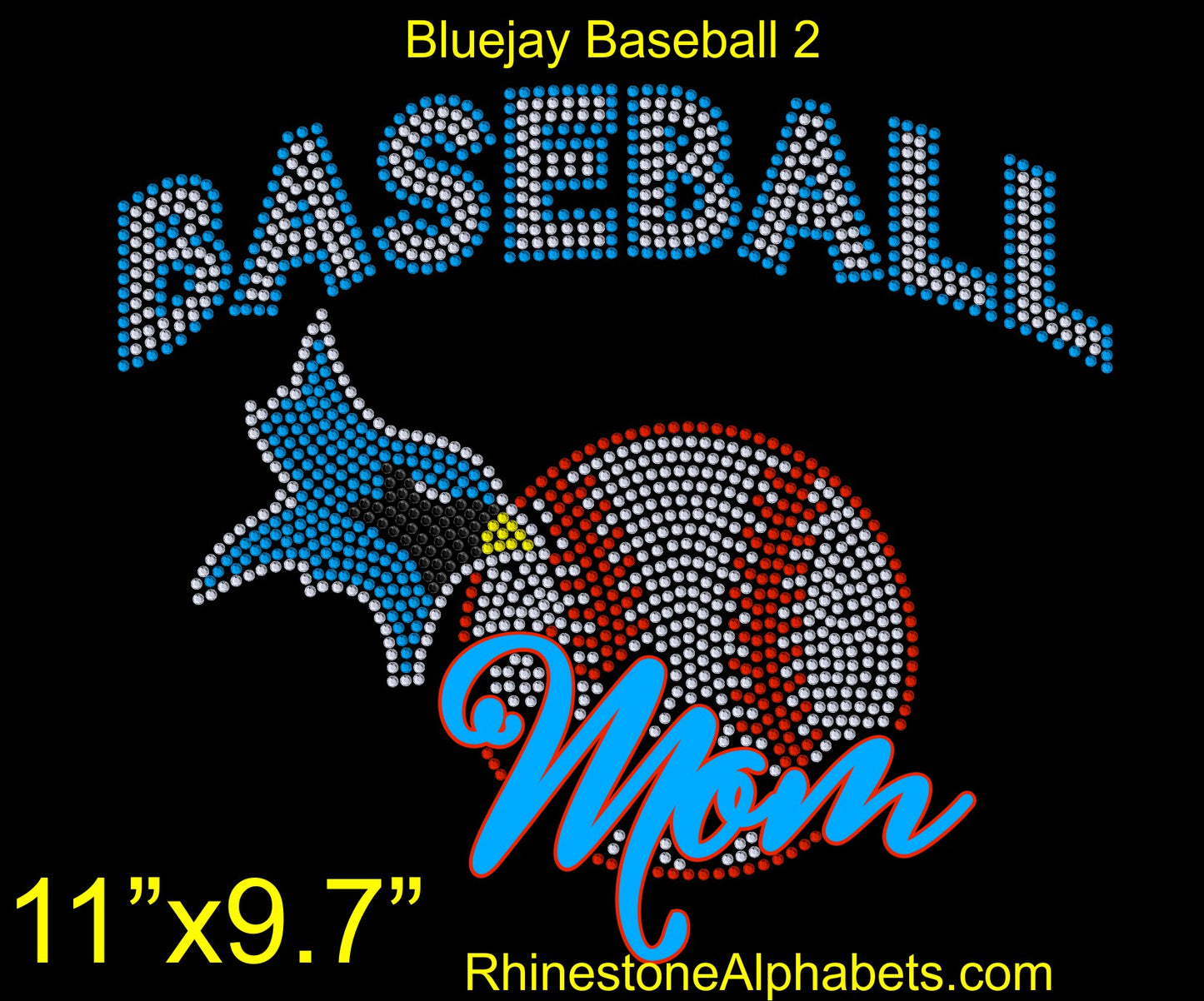 BlueJay mascot Mom Rhinestone Design