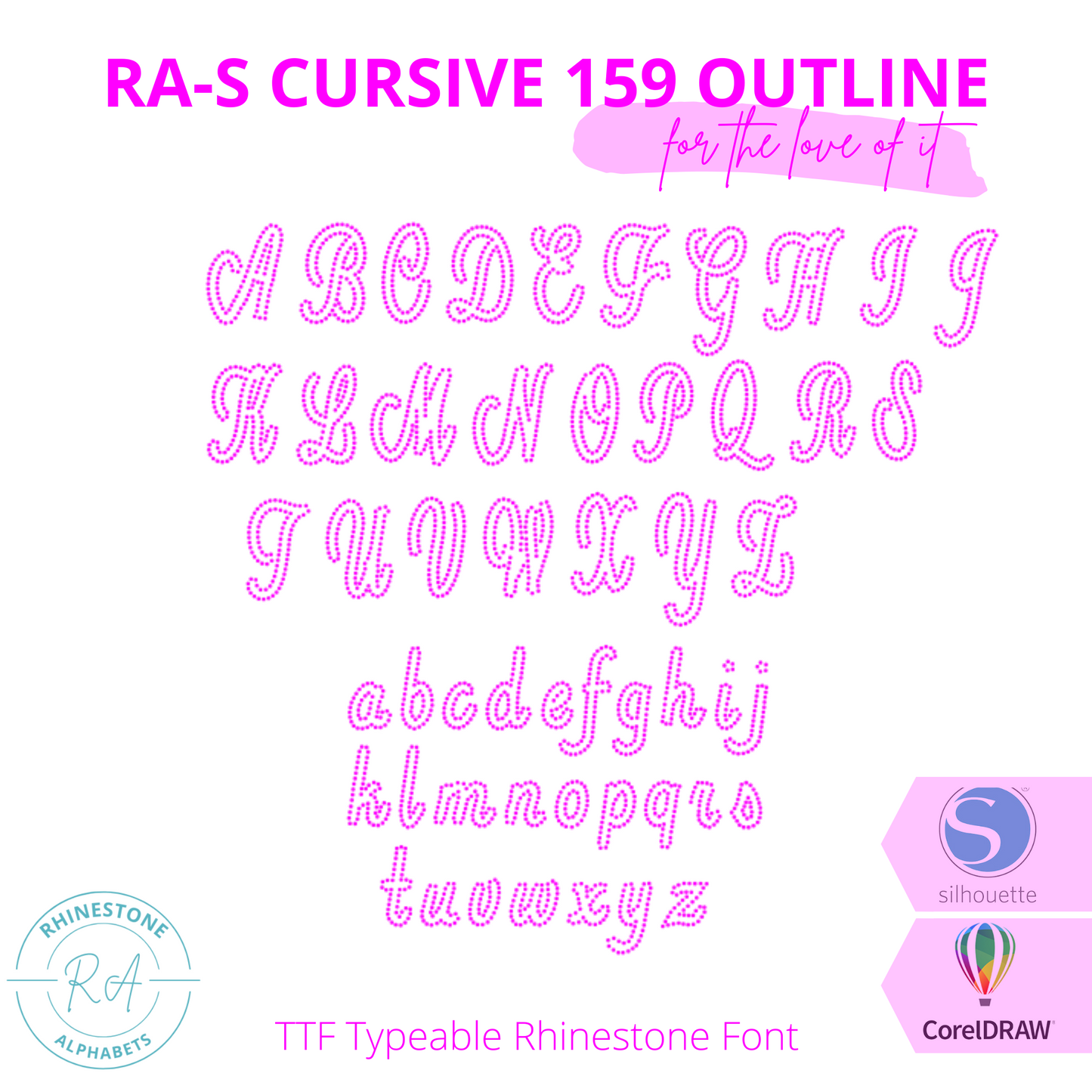 RA-S 159 Cursive Outline - RhinestoneAlphabets