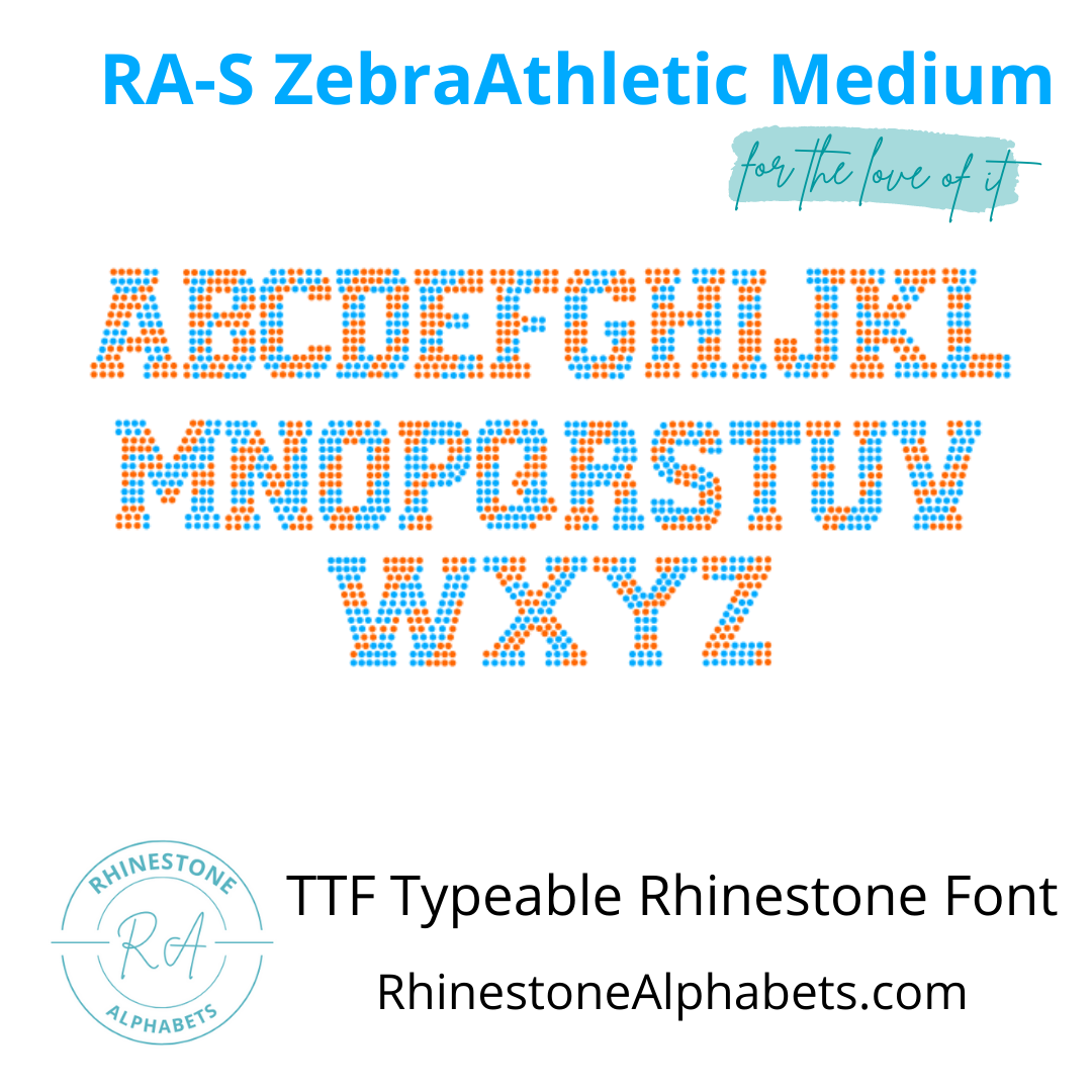 RA-S Zebra Athletic Medium - RhinestoneAlphabets