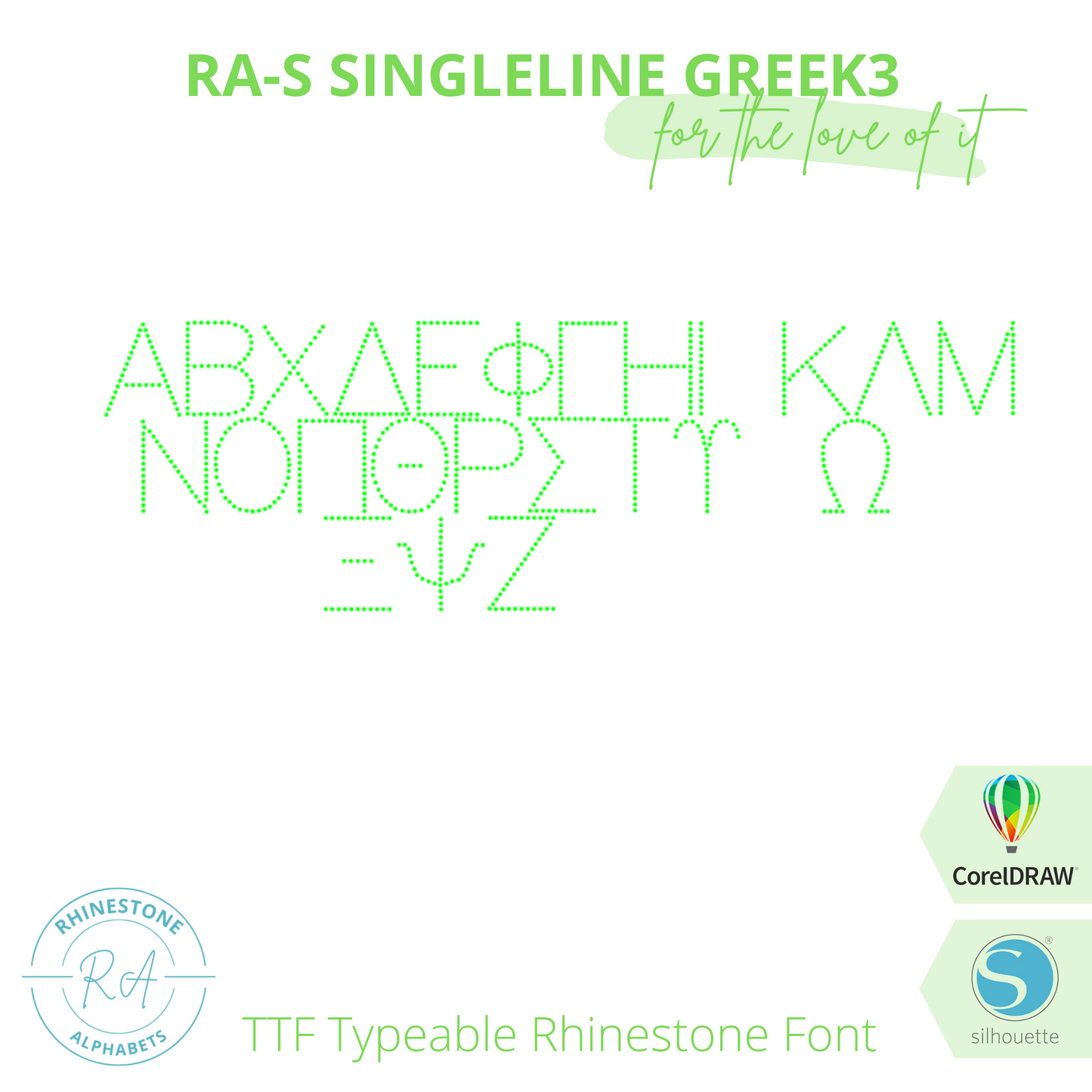 RA-S Singleline Greek 3 - RhinestoneAlphabets