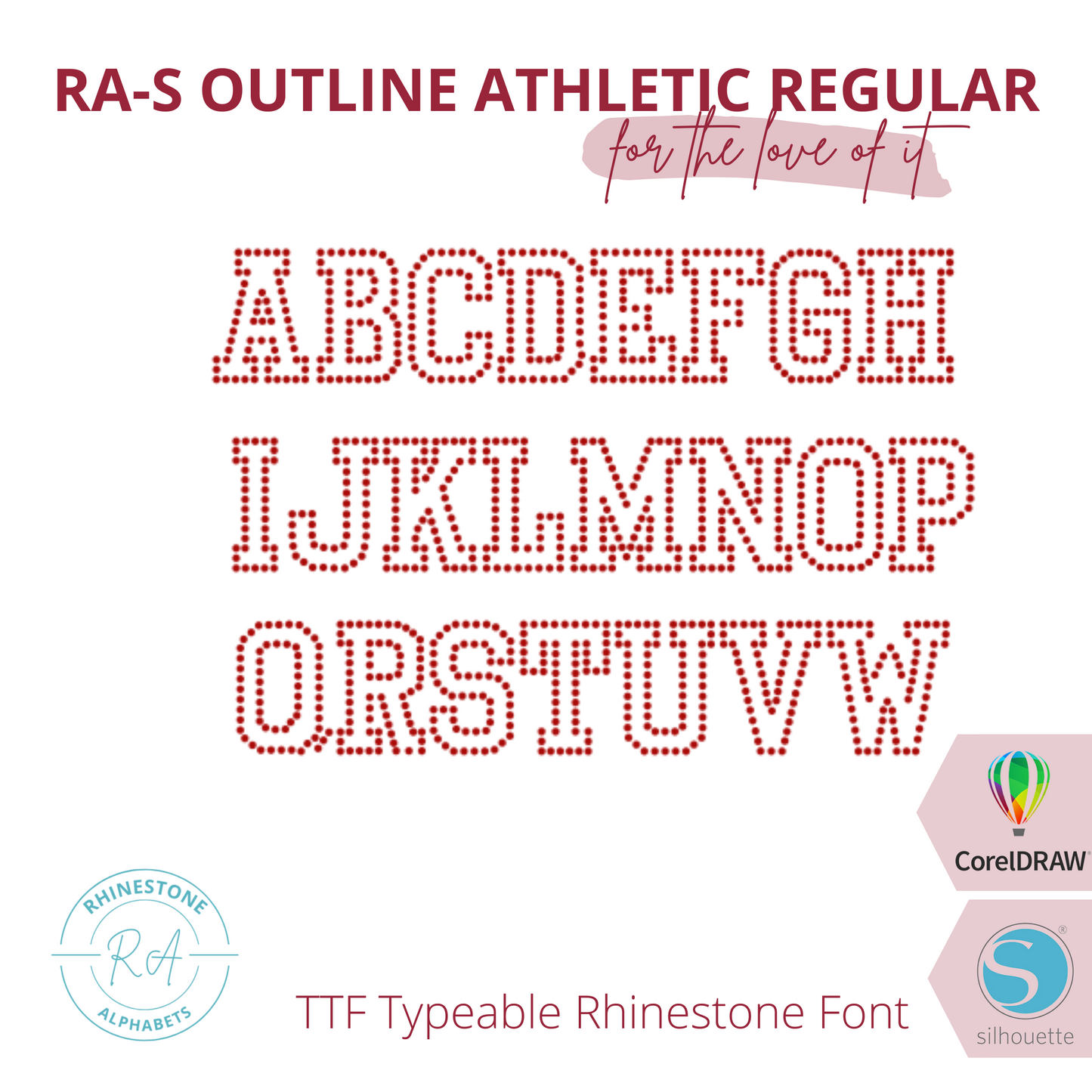 RA-S Outline Athletic Regular - RhinestoneAlphabets