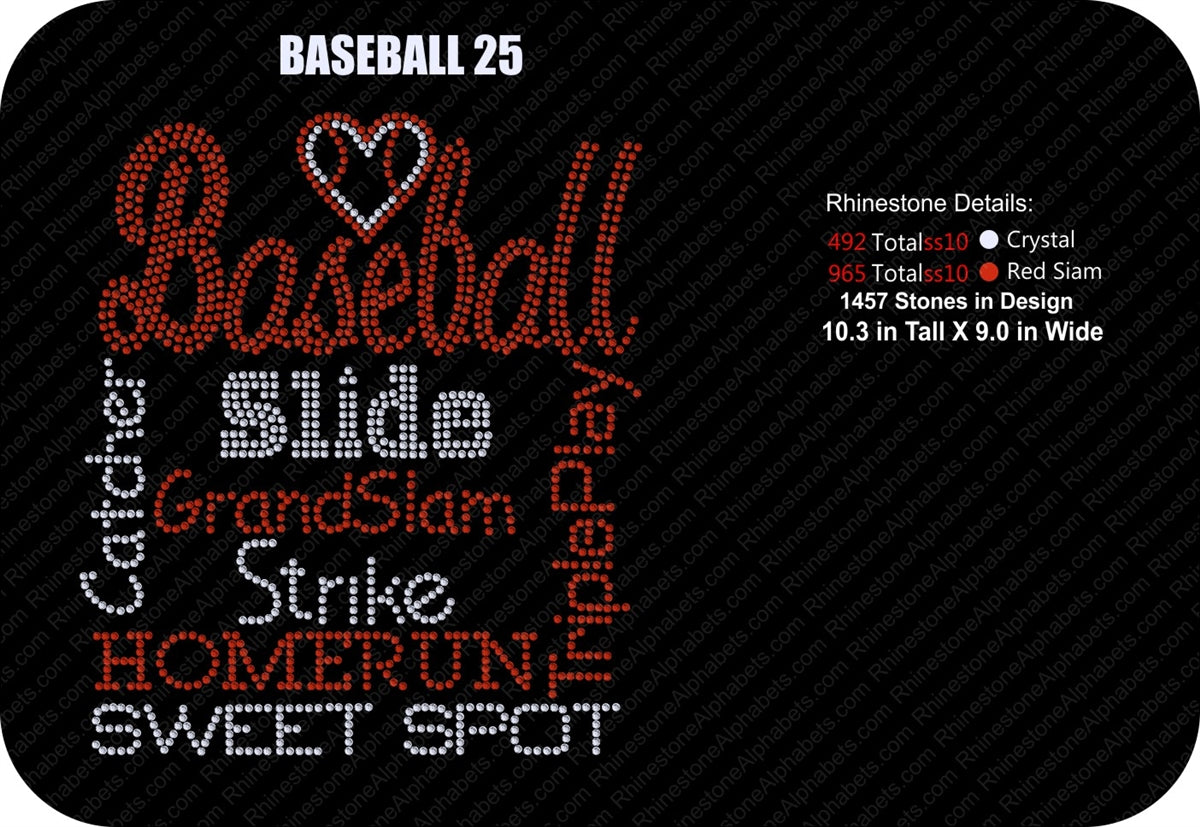 BASEBALL 25 ,TTF Rhinestone Fonts & Rhinestone Designs