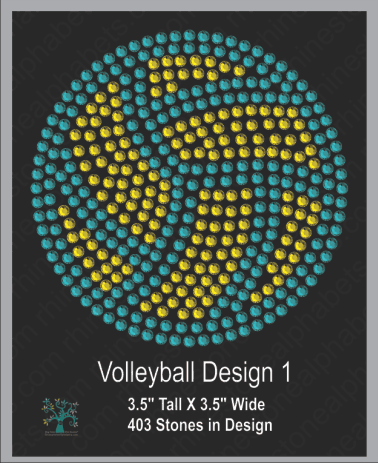 Volleyball Design 1 Rhinestone TTF Alphabets and Rhinestone Designs