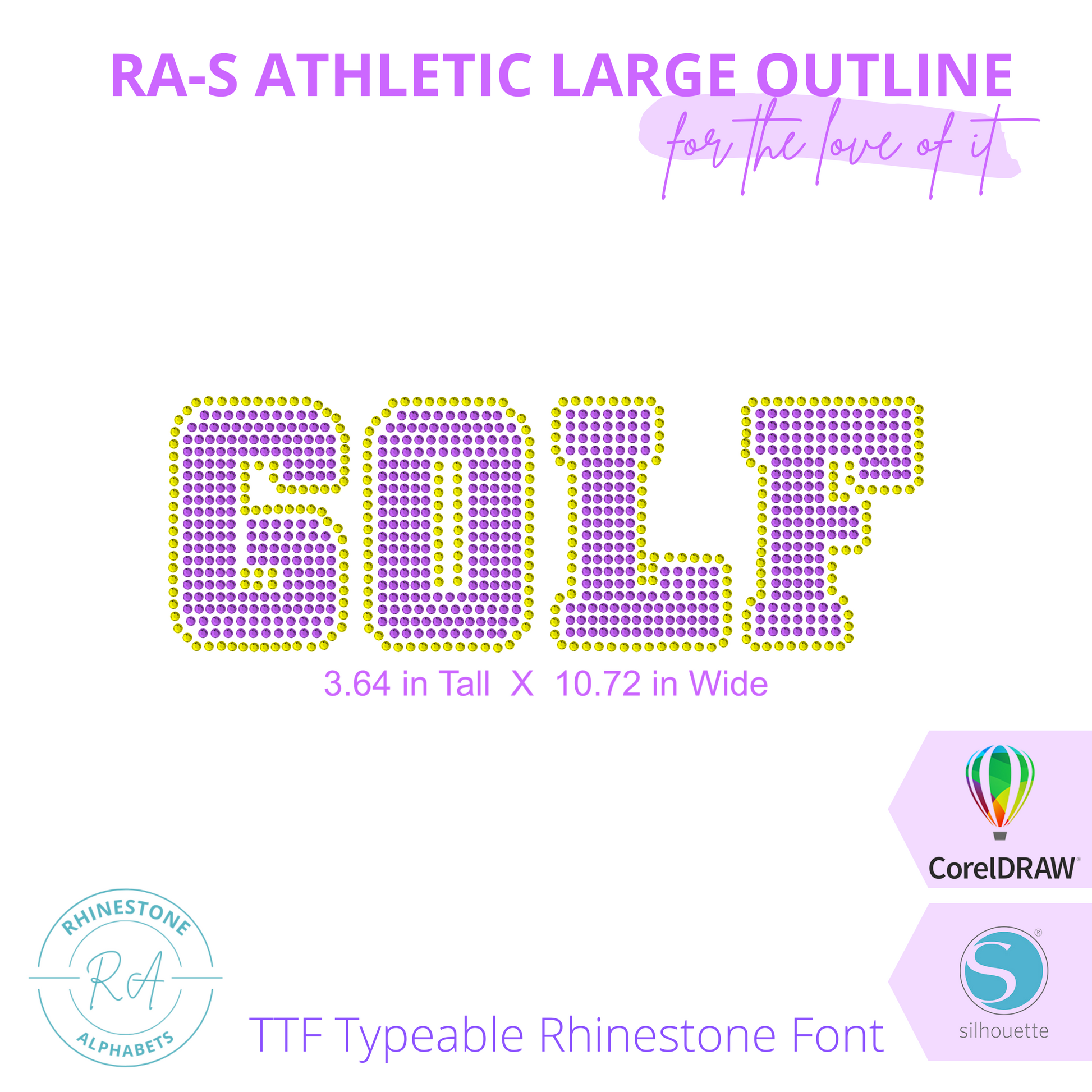 RA-S Athletic Large Outline - RhinestoneAlphabets