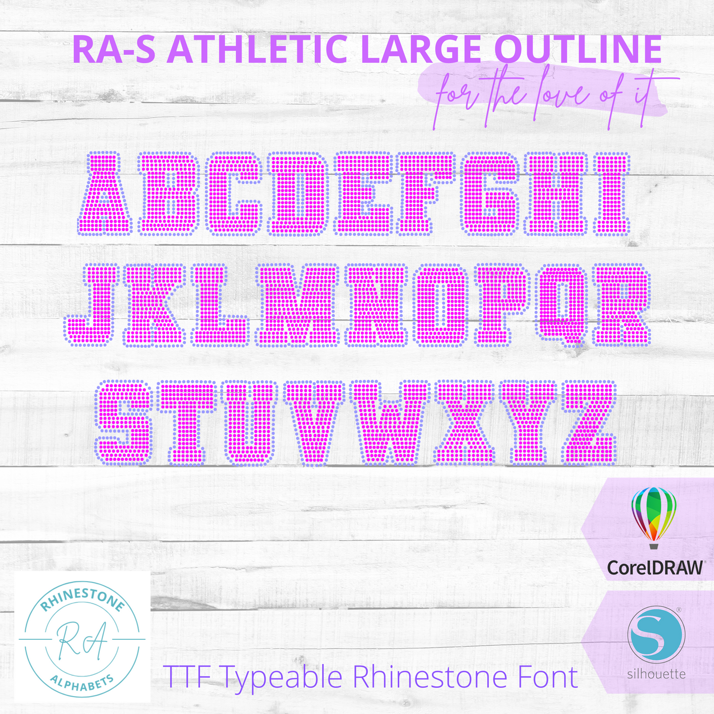 RA-S Athletic Large Outline - RhinestoneAlphabets