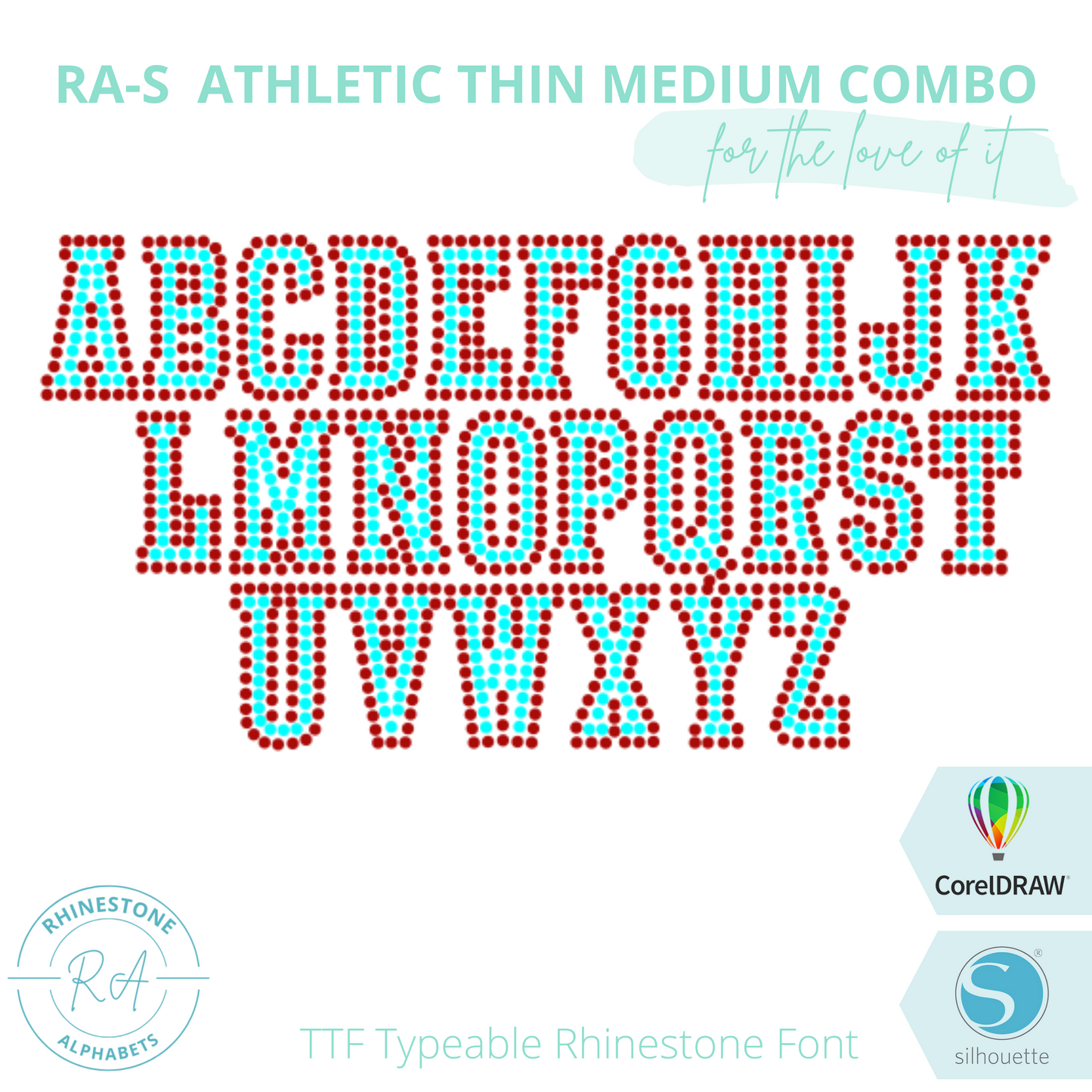 RA-S Athletic Thin Medium Combo - RhinestoneAlphabets