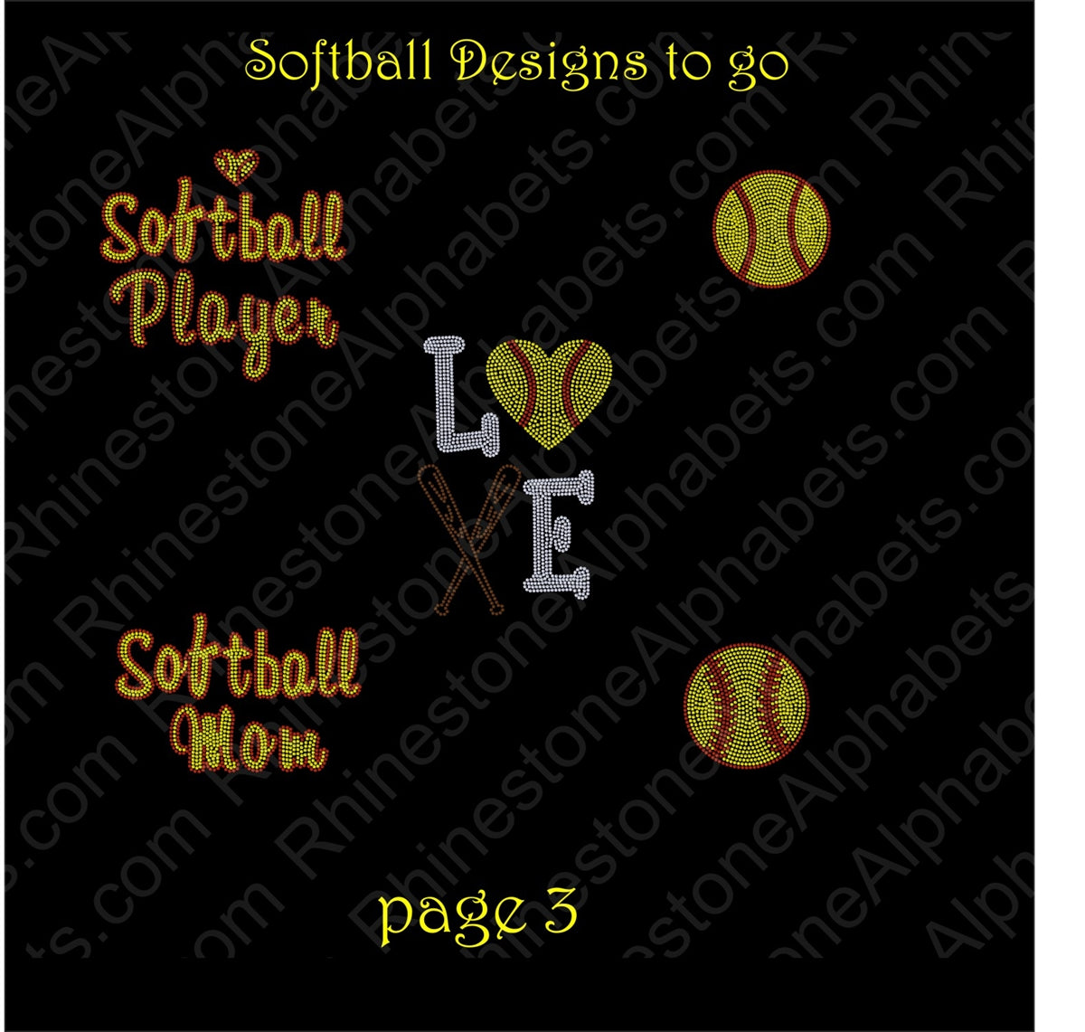 Baseball Softball Package ,TTF Rhinestone Fonts & Rhinestone Designs