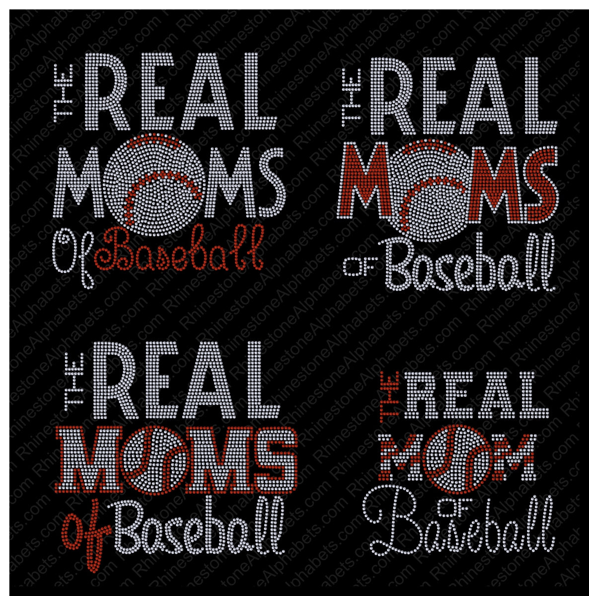 Real Moms Baseball Combo ,TTF Rhinestone Fonts & Rhinestone Designs