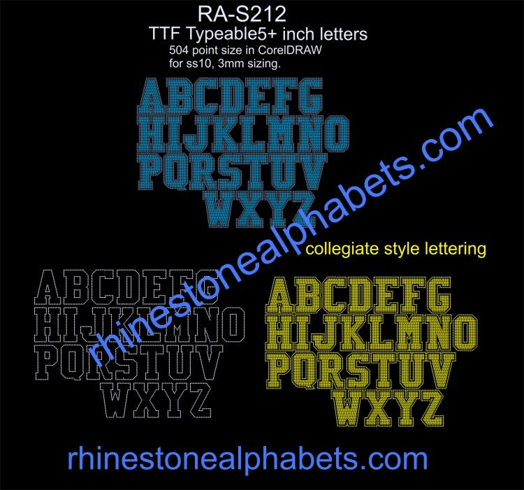 RA-S 212  TTF RHINESTONE COMBO FONT ,TTF Rhinestone Fonts & Rhinestone Designs