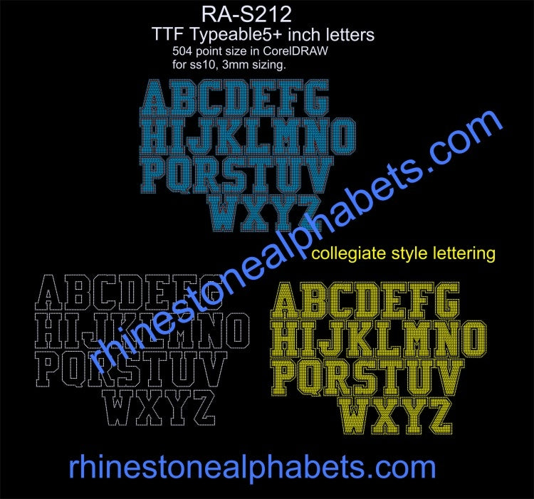 RA-S 212 TTF RHINESTONE COMBO FONT ,TTF Rhinestone Fonts & Rhinestone Designs