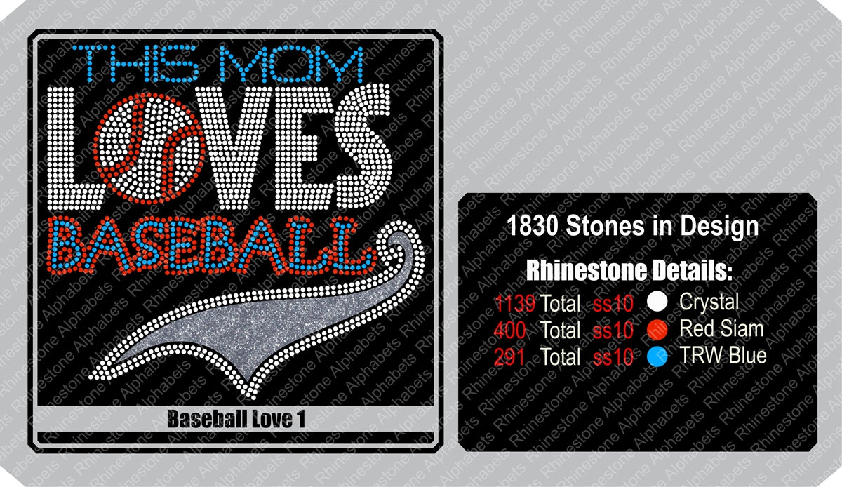 Baseball Love 1 ,TTF Rhinestone Fonts & Rhinestone Designs