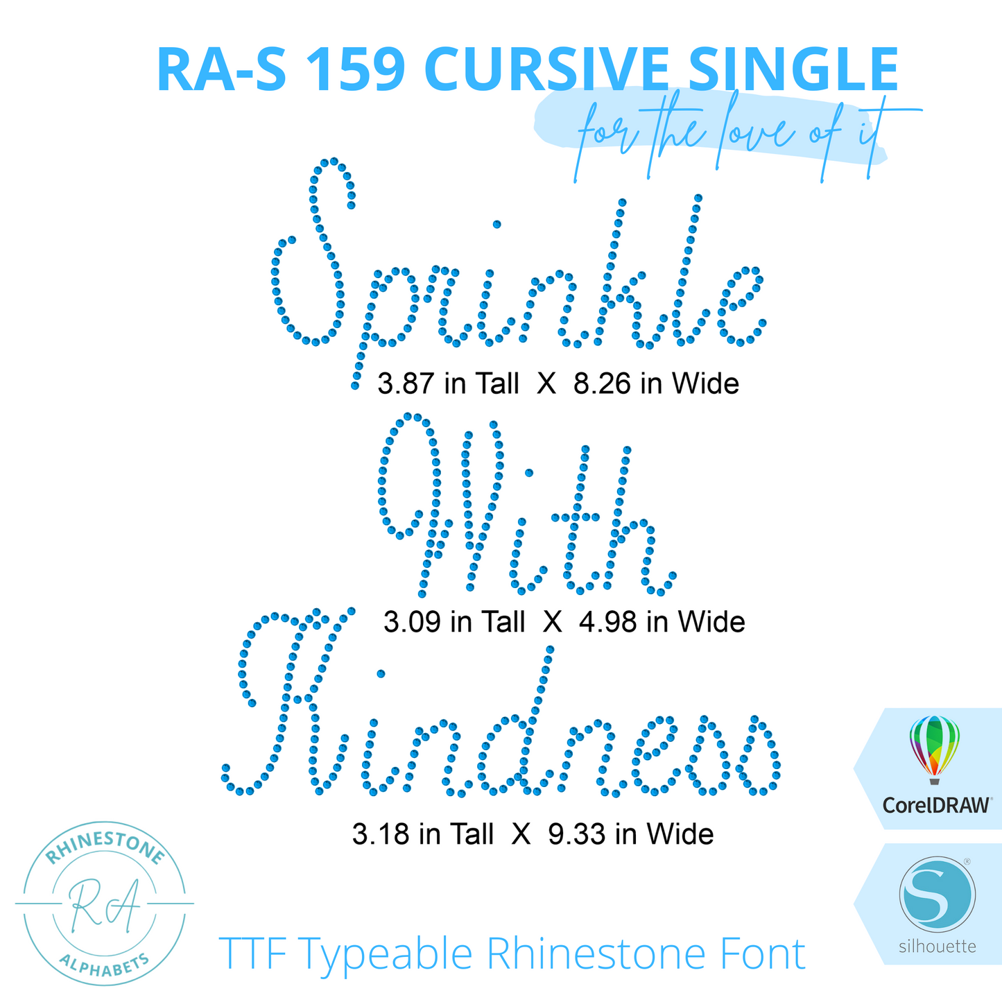 RA-S 159 Cursive Single - RhinestoneAlphabets