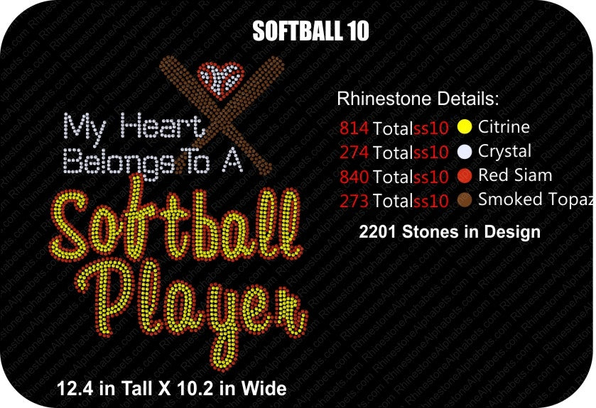 SOFTBALL 10 ,TTF Rhinestone Fonts & Rhinestone Designs