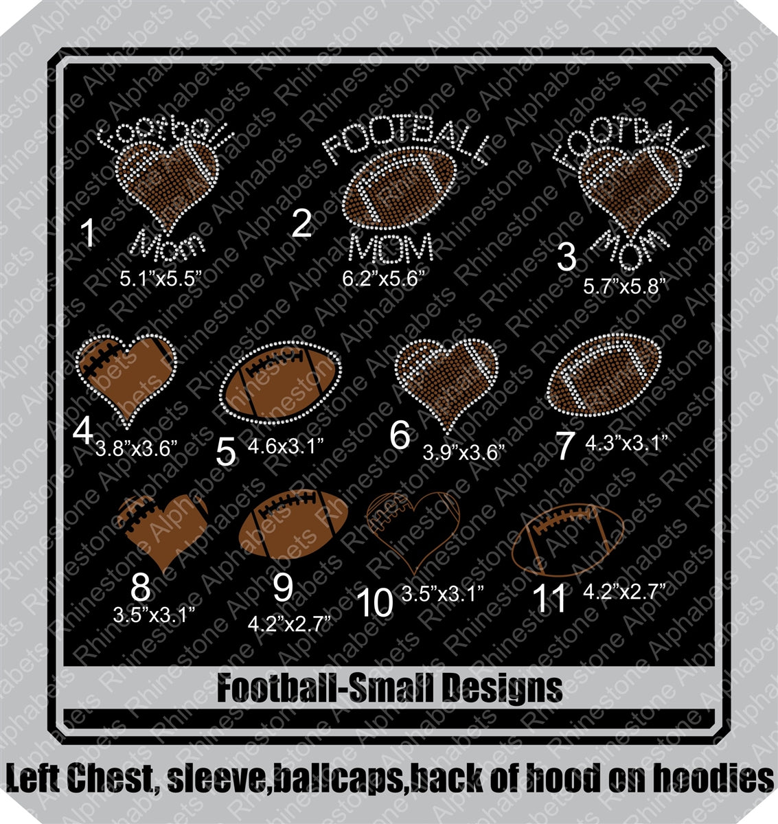 Football-Small Designs ,TTF Rhinestone Fonts & Rhinestone Designs