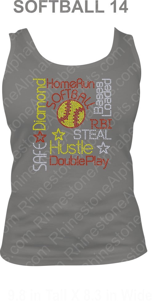 SOFTBALL 14 ,TTF Rhinestone Fonts & Rhinestone Designs