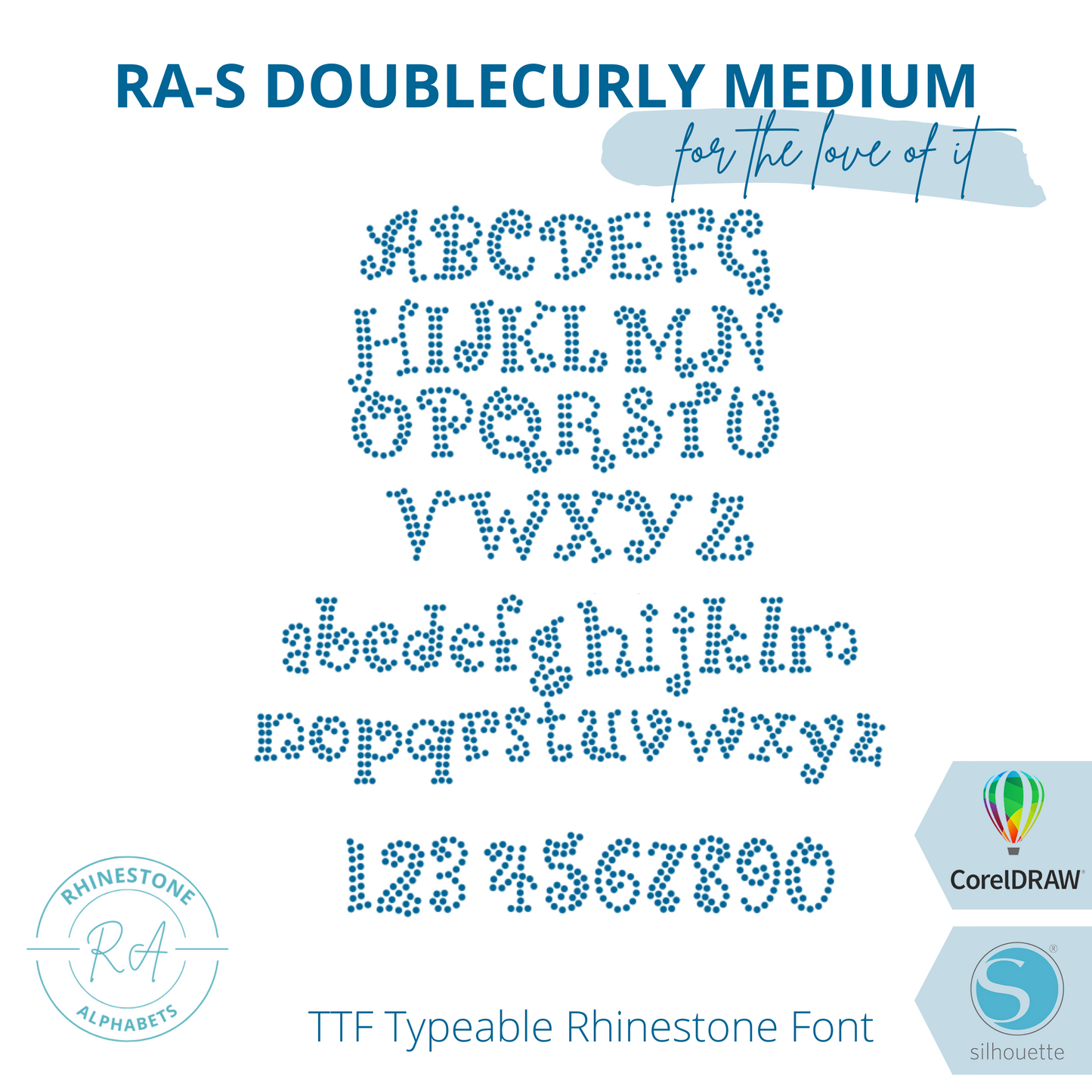 RA-S Double Curly Font Medium - RhinestoneAlphabets