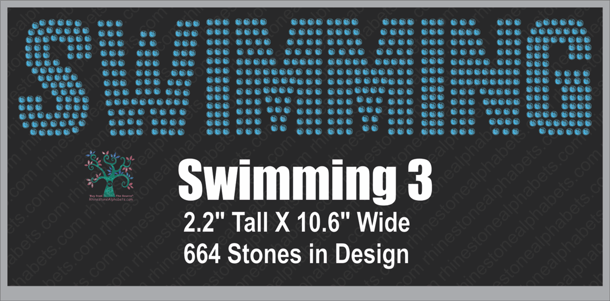 Swimming Word 3 ,TTF Rhinestone Fonts & Rhinestone Designs
