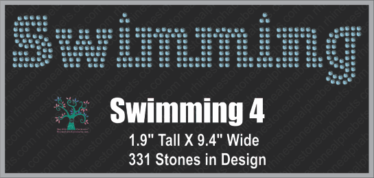 Swimming Word 4 ,TTF Rhinestone Fonts & Rhinestone Designs