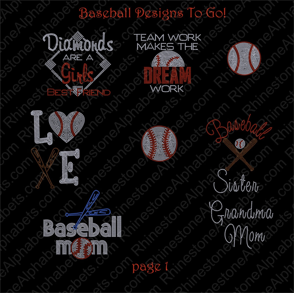 Baseball Softball Package ,TTF Rhinestone Fonts & Rhinestone Designs