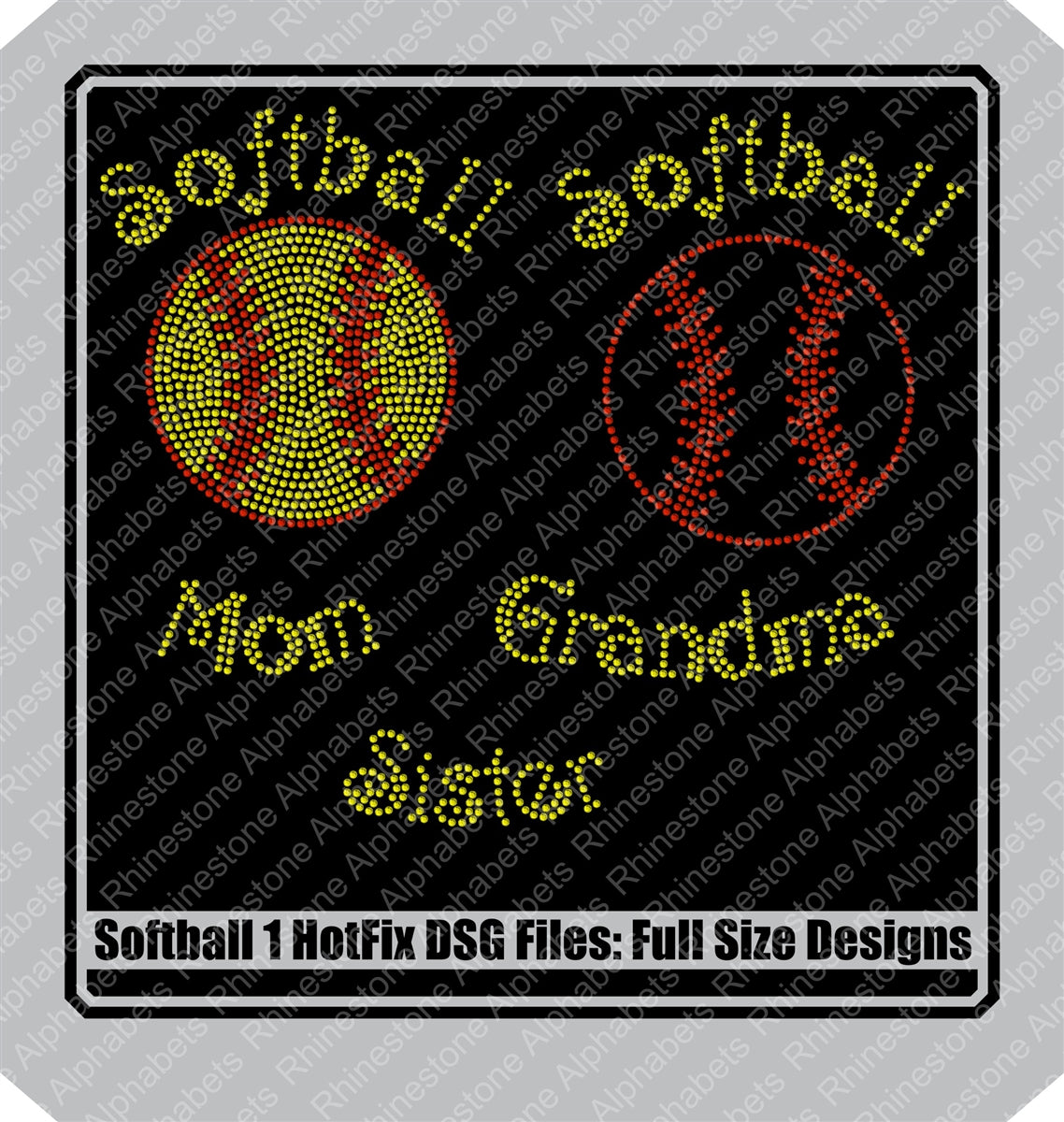 Softball 1 Hotfix DSG File Only! ,TTF Rhinestone Fonts & Rhinestone Designs