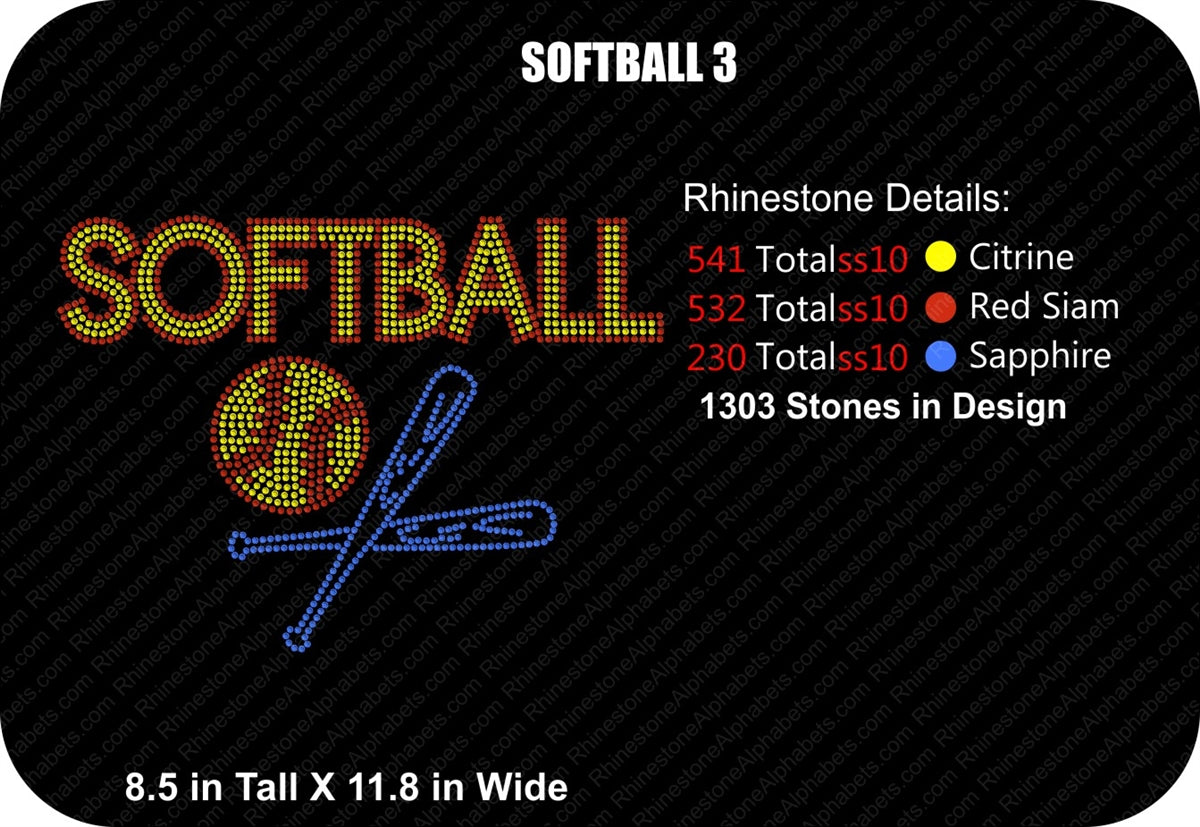 SOFTBALL 3 ,TTF Rhinestone Fonts & Rhinestone Designs