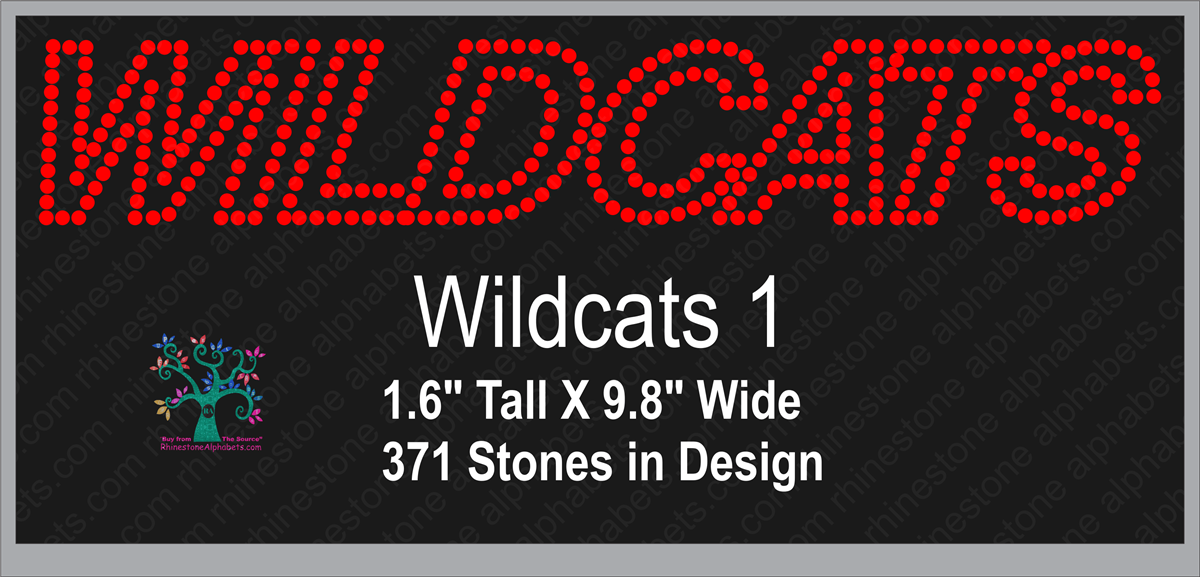 Wildcats Word 1 Rhinestone TTF Alphabets and Rhinestone Designs