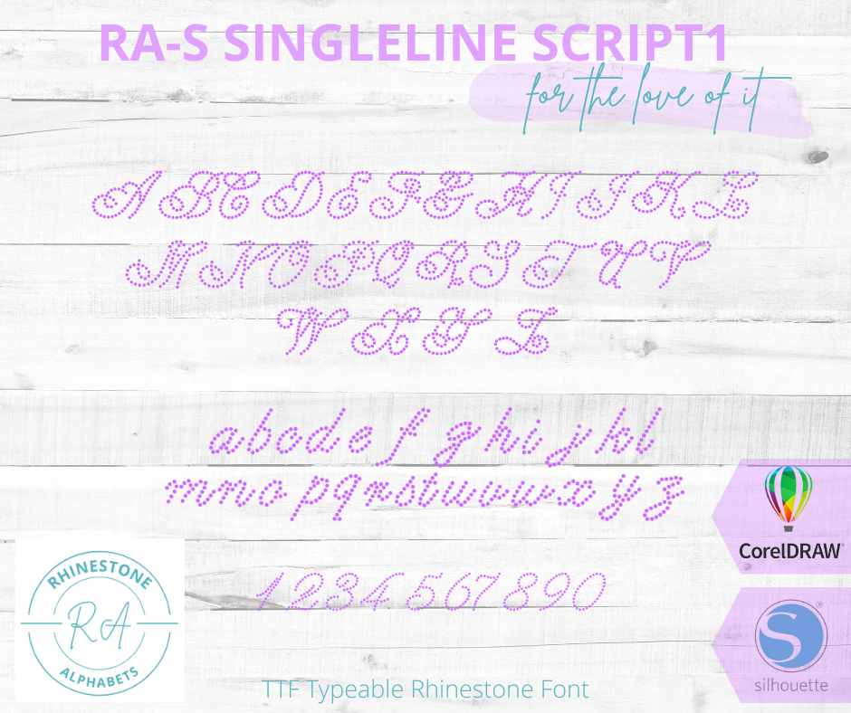 RA-S Singleline Script 1 - RhinestoneAlphabets