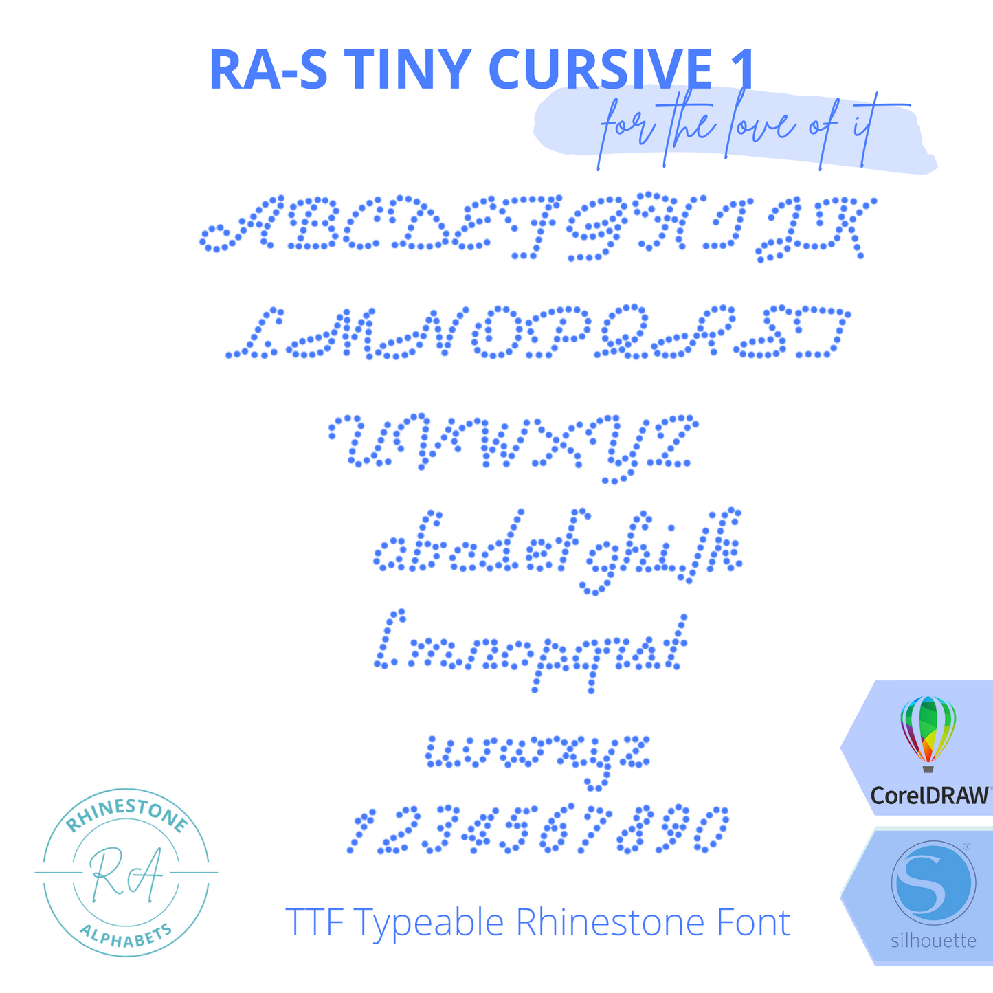 RA-S Tiny Cursive 1 - RhinestoneAlphabets