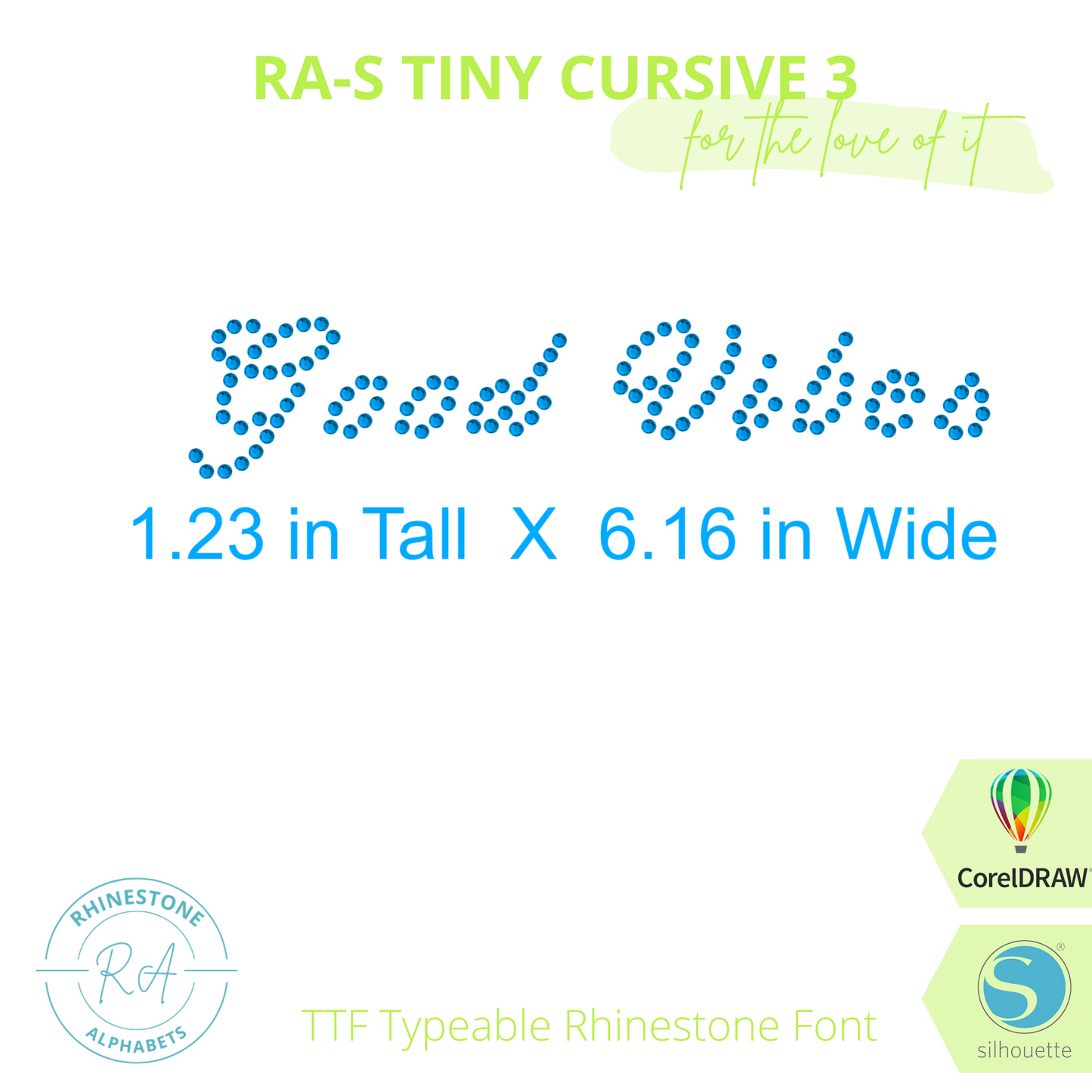 RA-S Tiny Cursive 3 - RhinestoneAlphabets