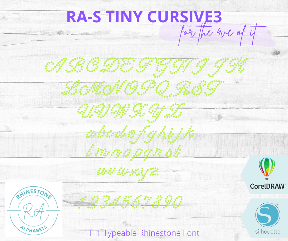 RA-S Tiny Cursive 3 - RhinestoneAlphabets