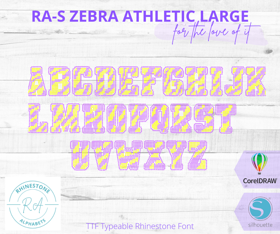 RA-S Zebra Athletic Large - RhinestoneAlphabets