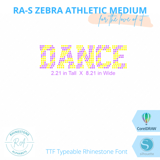 RA-S Zebra Athletic Medium - RhinestoneAlphabets