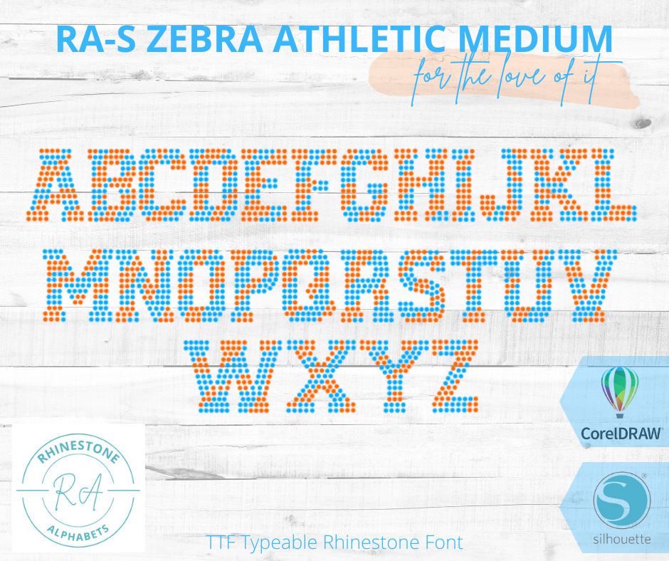 RA-S Zebra Athletic Medium - RhinestoneAlphabets