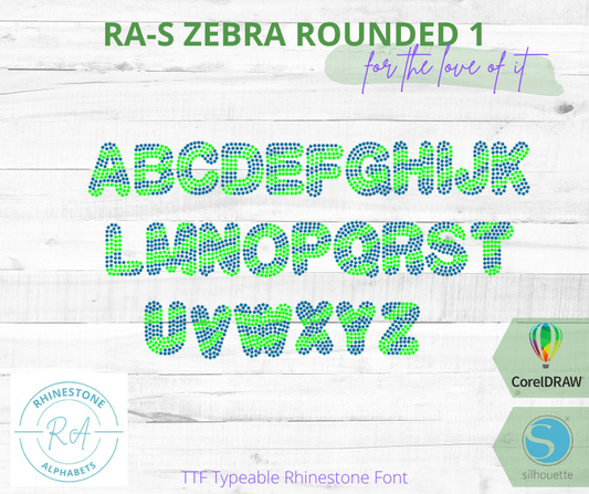 RA-S Zebra Rounded 1 - RhinestoneAlphabets