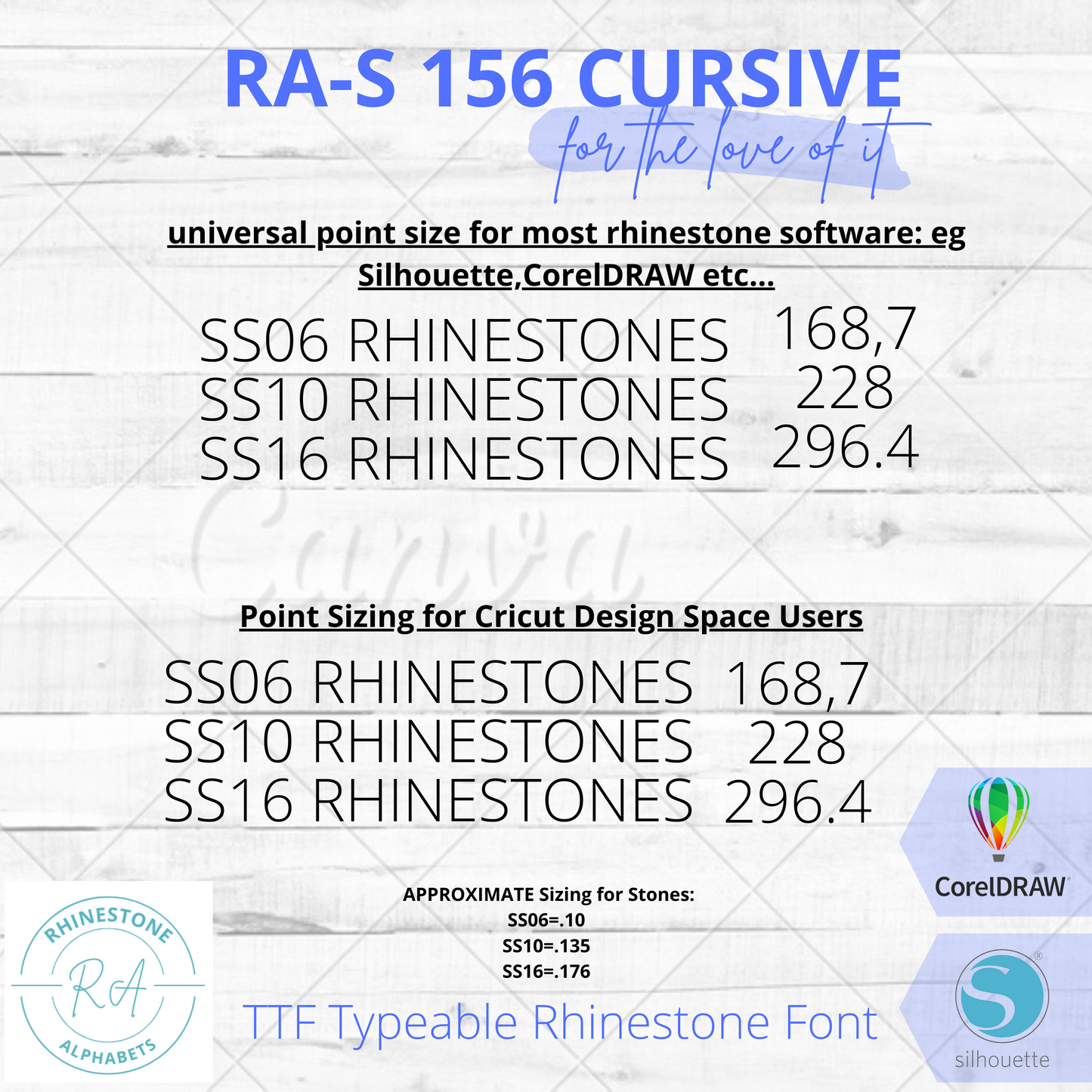 RA-S 156 Cursive :TTF Typeable Rhinestone Font