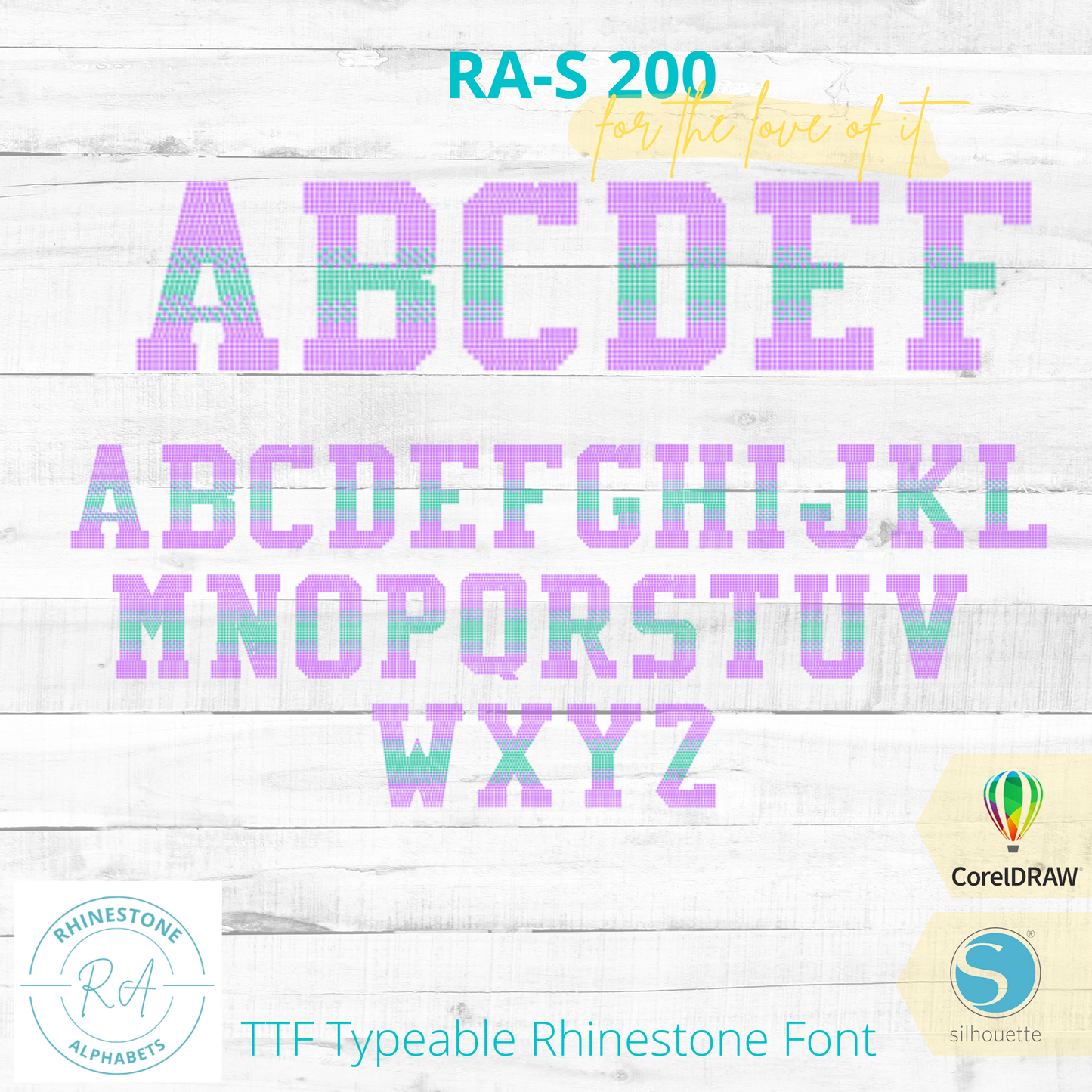 RA-S 200 Faded Combo  TTF Rhinestone Font Faded Look