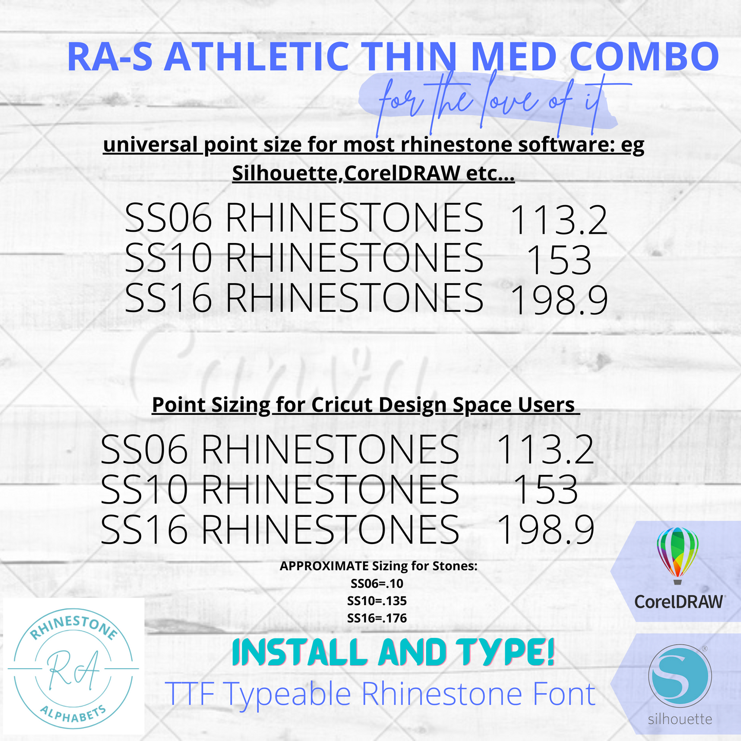 RA-S Athletic Thin Medium Combo  TTF Rhinestone Font