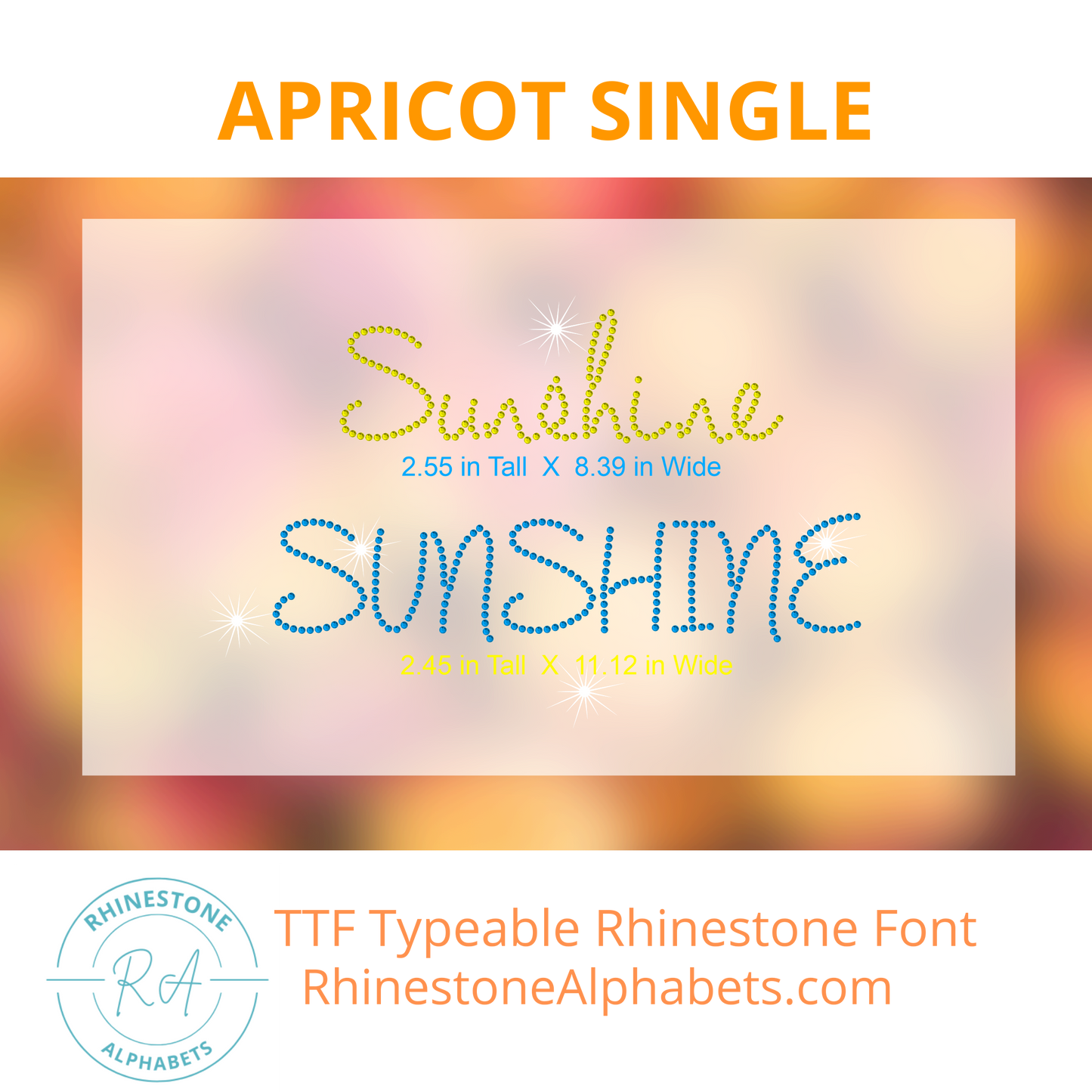 A-Apricot Single: Cricut Sized TTF/OTF Rhinestone Font