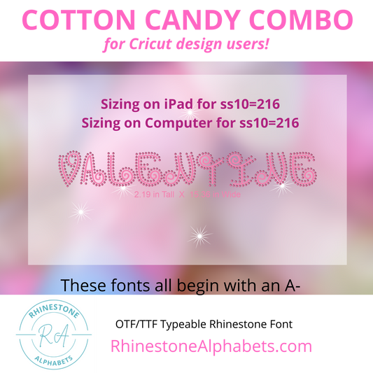 A-Cotton Candy Combo:   Cricut Sized TTF/OTF font