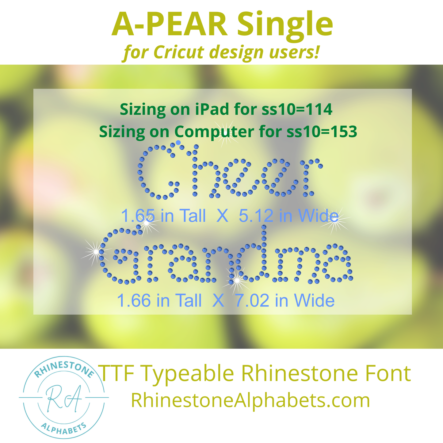 A-PearSingle:  Cricut Sized TTF/OTF Font