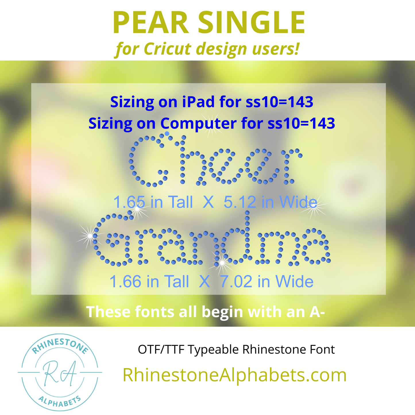 A-PearSingle:  Cricut Sized TTF/OTF Font